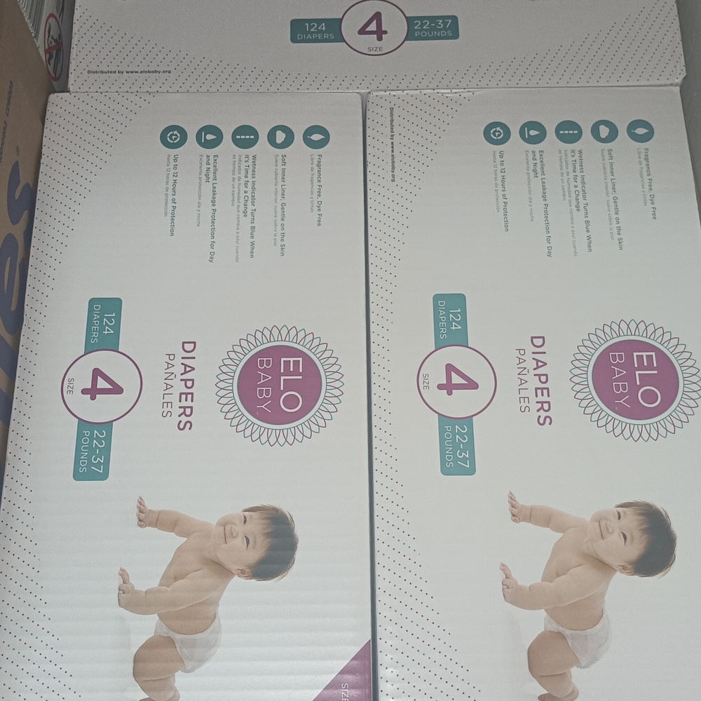 ELO Baby Size 4 Diapers - White with Teal & Purple Accents